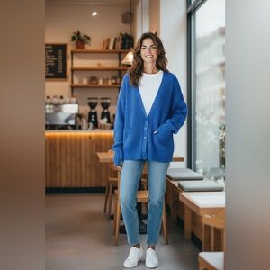 NWT Rebecca Minkoff Kerry Oversized Five-Button wmns Cardigan med. Bright blue